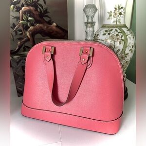 Alberta Di Canio Pink Saffiano Leather Dome Satchel